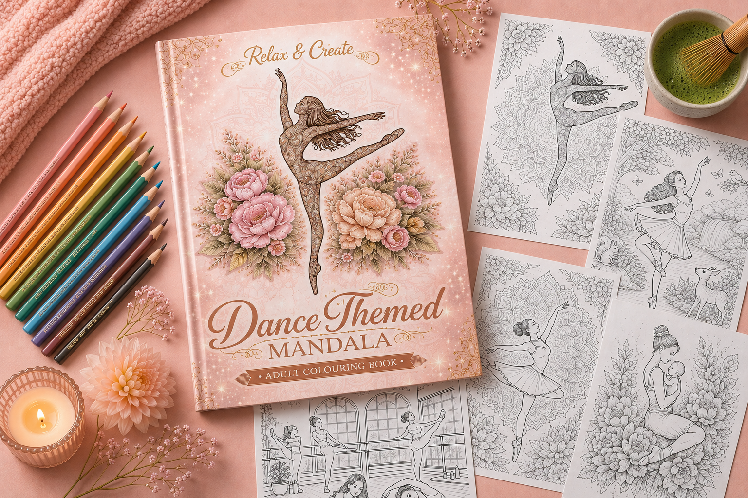 Adult Relaxing Dance Themed Mandala Coloring Book