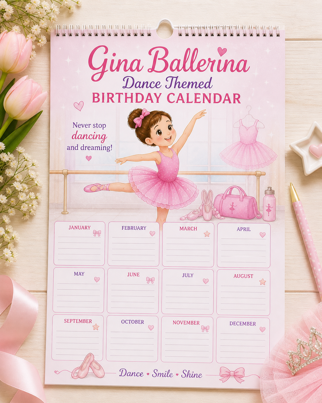 Dance Themed Birthday Calendar